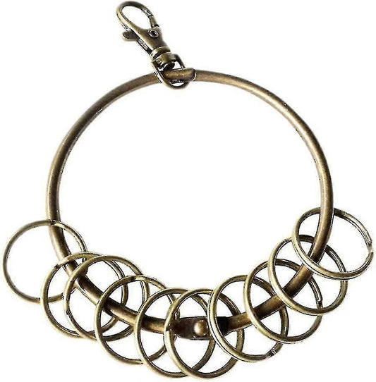 Bronze Large Round Hoop Key Ring Organizer(80mm) 10x Multi-ring Jailers Fob